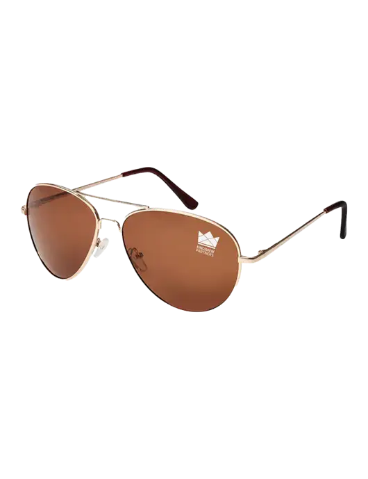 Aviator Coffee Brown with Gold Sunglasses  w/Kingsview Partners Logo