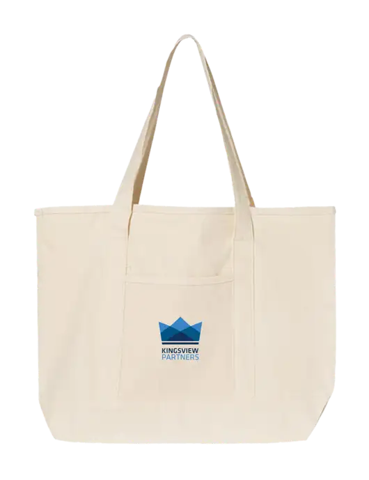 Natural Large Canvas Deluxe Tote w/Kingsview Partners Logo