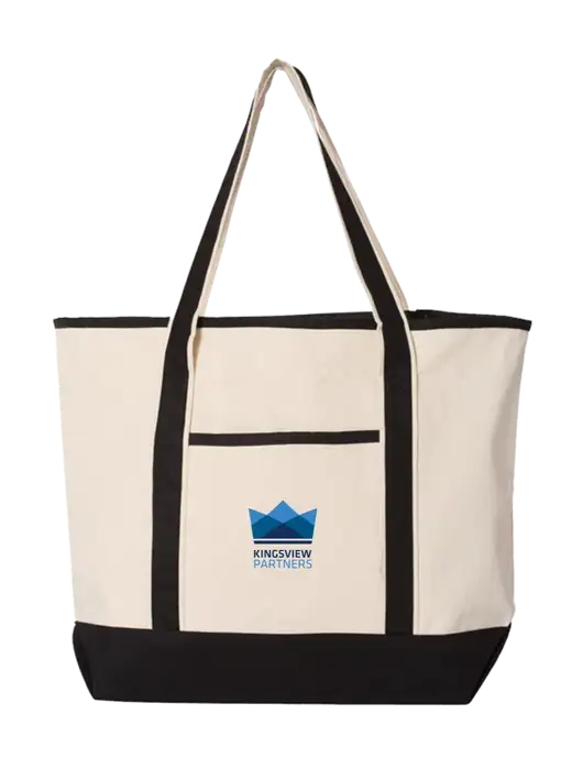 Natural/Black Large Canvas Deluxe Tote w/Kingsview Partners Logo