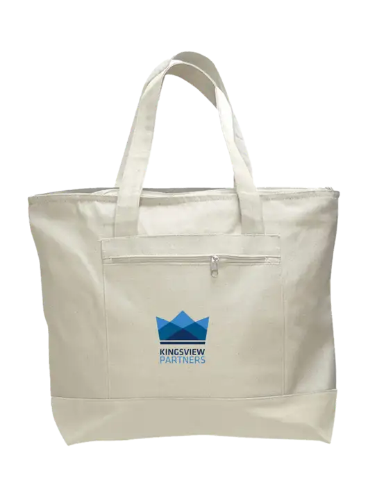 Natural Zippered Tote  w/Kingsview Partners Logo