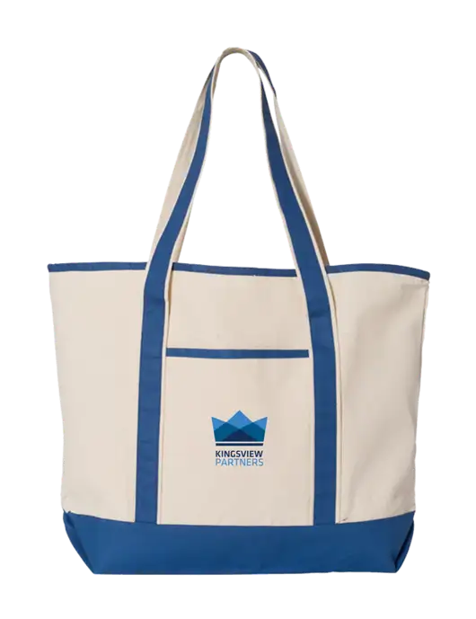 Natural/Royal Large Canvas Deluxe Tote w/Kingsview Partners Logo