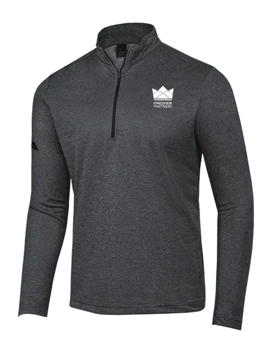 Adidas Black Melange Space Dyed Quarter-Zip Pullover w/Kingsview Partners Logo