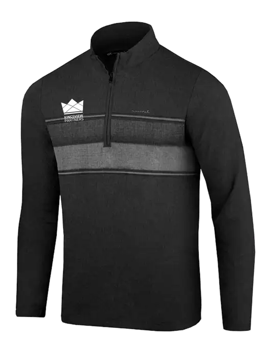 TravisMathew Black Balboa Chest Stripe Quarter Zip w/Kingsview Partners Logo