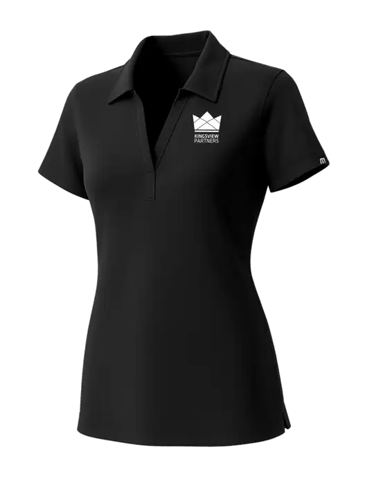 TravisMathew Womens Black Glenview Solid Polo w/Kingsview Partners Logo
