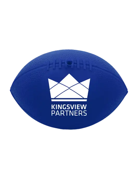 7” Durable Dark Royal Blue Vinyl Football w/Kingsview Partners Logo