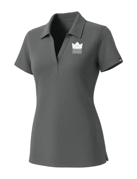 TravisMathew Womens Grey Glenview Solid Polo w/Kingsview Partners Logo