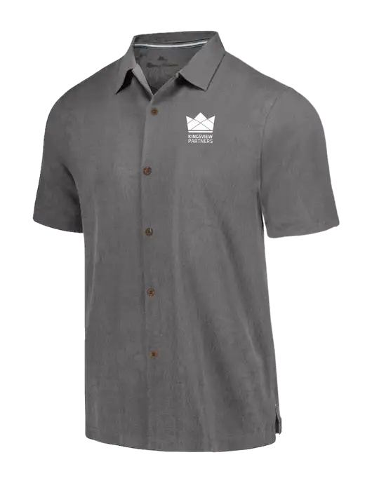 Tommy Bahama Dark Grey Tropic Isles Short Sleeve Shirt w/Kingsview Partners Logo