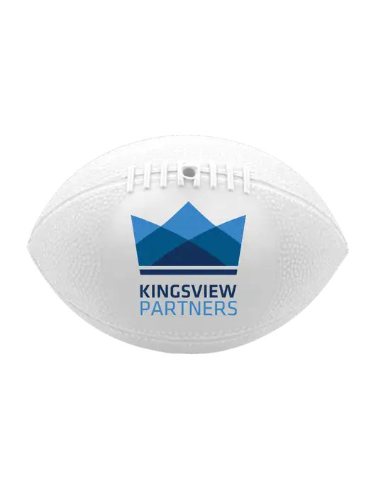 7” Durable White Vinyl Football w/Kingsview Partners Logo
