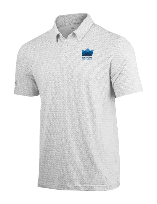Adidas White Printed Blend Polo w/Kingsview Partners Logo