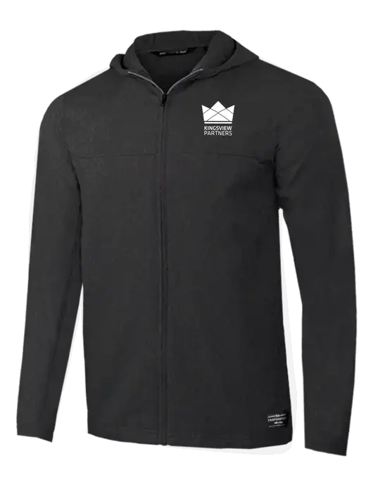 TravisMathew Dark Heather Grey Balboa Hooded Full-Zip Jacket w/Kingsview Partners Logo