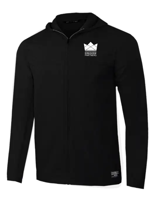 TravisMathew Black Balboa Hooded Full-Zip Jacket w/Kingsview Partners Logo