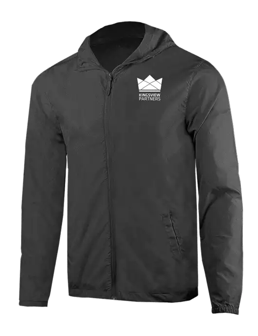 Rainy Day Ultra Lightweight Dark Grey Windbreaker Full-Zip Jacket w/Kingsview Partners Logo