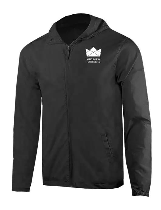 Rainy Day Ultra Lightweight Black Windbreaker Full-Zip Jacket w/Kingsview Partners Logo