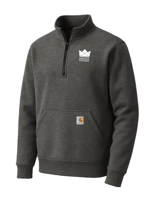 Carhartt Very Dark Heather Grey Midweight 1/4-Zip Mock Neck Sweatshirt w/Kingsview Partners Logo