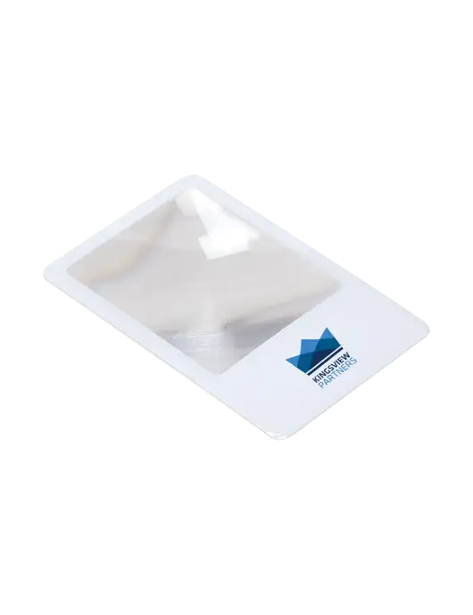 White OptiCard Pocket Magnifier w/Kingsview Partners Logo