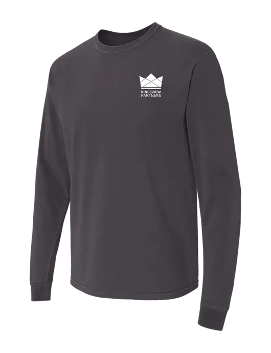 Comfort Colors Garment-Dyed Dark Grey Heavyweight Long Sleeve T-Shirt w/Kingsview Partners Logo