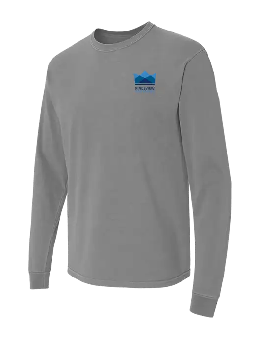 Comfort Colors Garment-Dyed Medium Grey Heavyweight Long Sleeve T-Shirt w/Kingsview Partners Logo