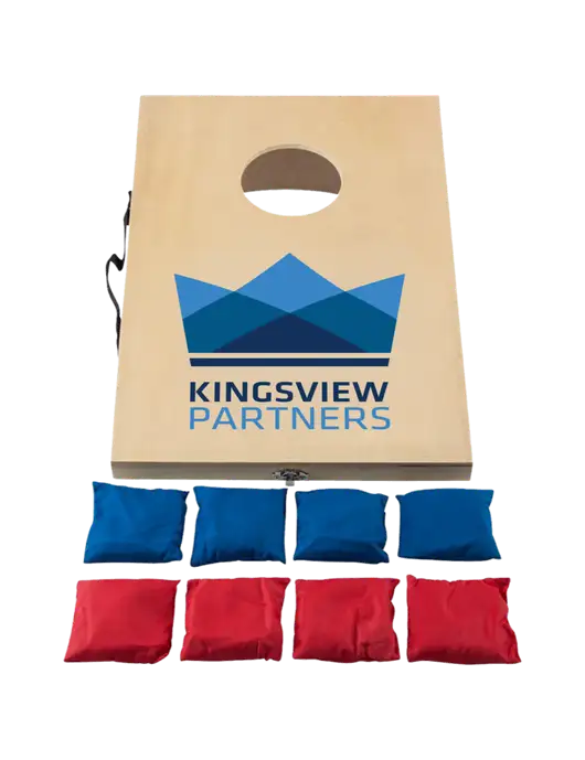 Mini 10 1/2" x 15 3/4" Wood Cornhole Game w/Kingsview Partners Logo