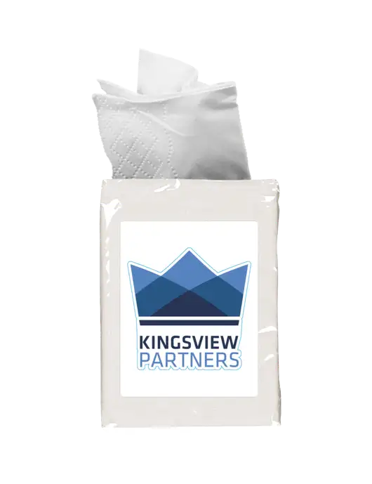 White Mini Tissue Packet w/Kingsview Partners Logo