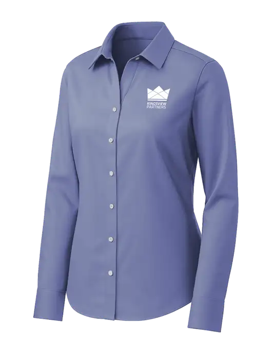 Brooks Brothers Womens Royal Blue Wrinkle-Free Stretch Pinpoint Shirt w/Kingsview Partners Logo