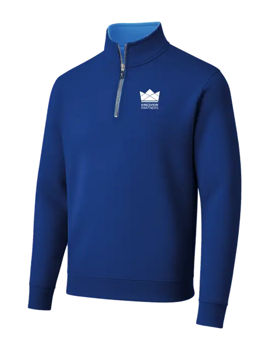 Fairway & Greene Caves Quarter-Zip Tech Dark Royal Pullover w/Kingsview Partners Logo