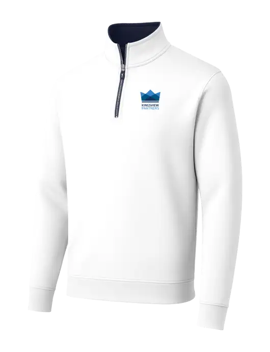 Fairway & Greene Caves Quarter-Zip Tech White Pullover w/Kingsview Partners Logo