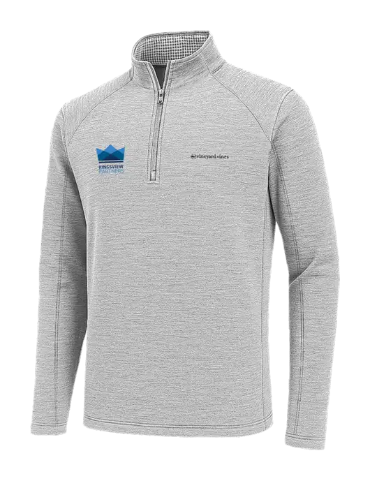 Vineyard Vines Light Grey Hather Sankaty Quarter-Zip Pullover
 w/Kingsview Partners Logo