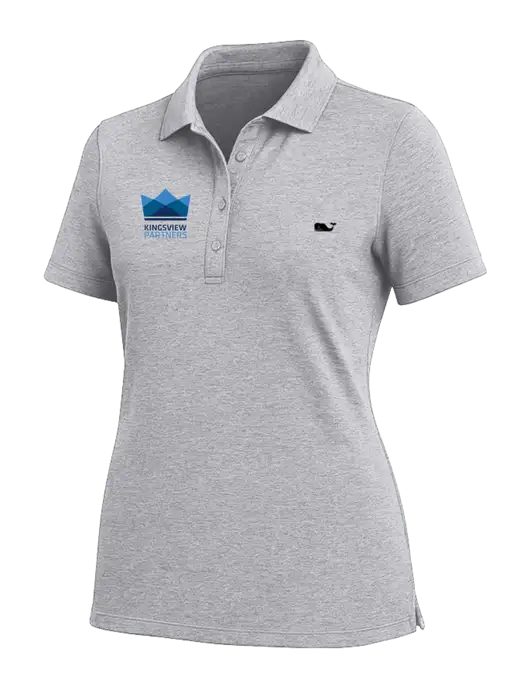 Vineyard Vines Womens Light Grey Edgartown Pique Polo w/Kingsview Partners Logo