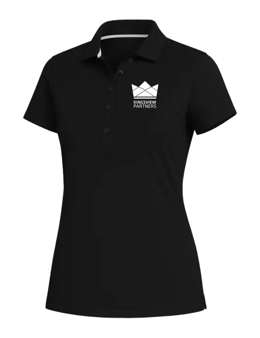 Fairway & Greene Womens Black Claire Tech Polo w/Kingsview Partners Logo