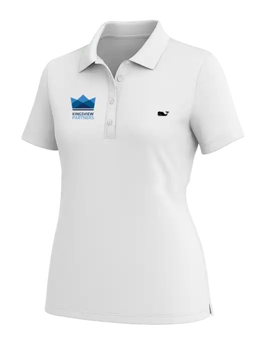 Vineyard Vines Womens White Edgartown Pique Polo w/Kingsview Partners Logo