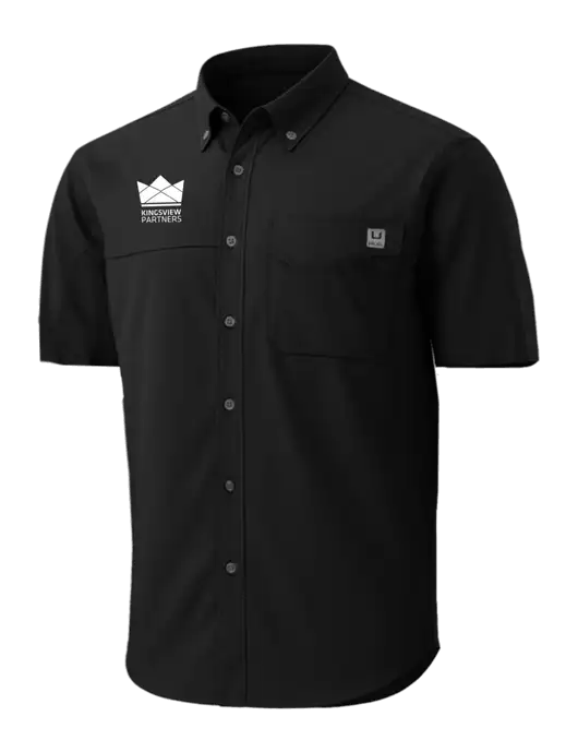 HUK Black Tide Point Short Sleeve Shirt w/Kingsview Partners Logo