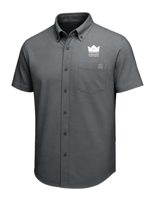 HUK Dark Grey Kona Solid Shirt w/Kingsview Partners Logo