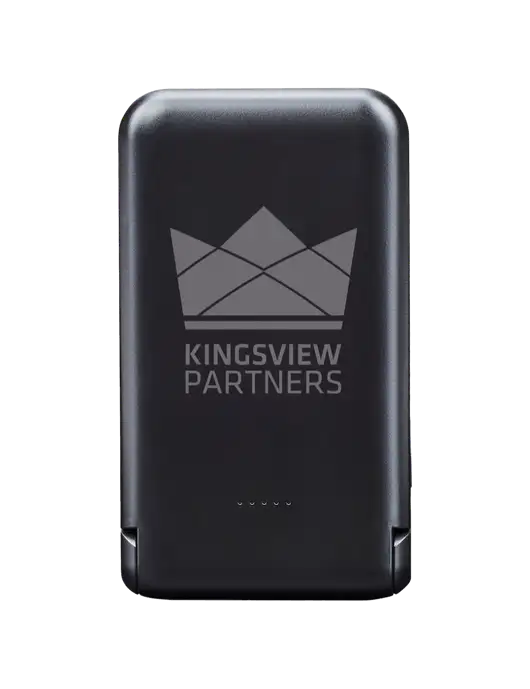 Black Glow Bank 10,000 mAh MagSafe With Folding Stand w/Kingsview Partners Logo