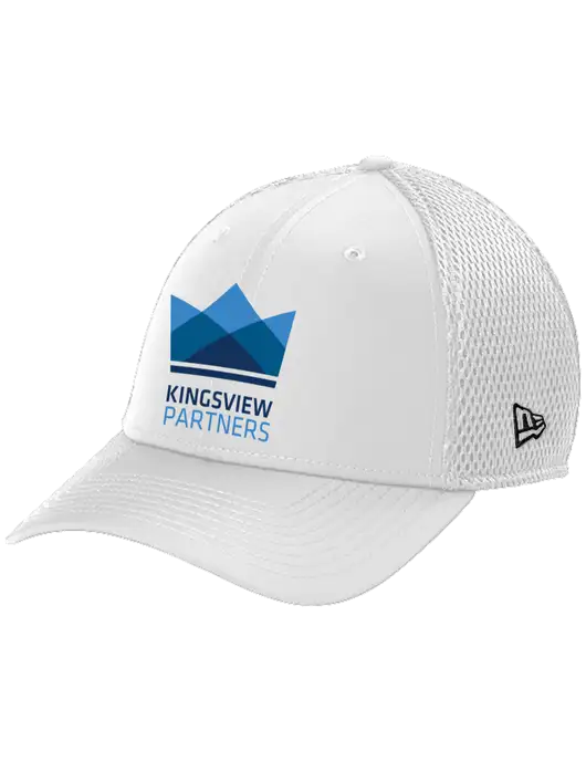 New Era 39THIRTY Performance Stretch White Mesh Cap w/Kingsview Partners Logo