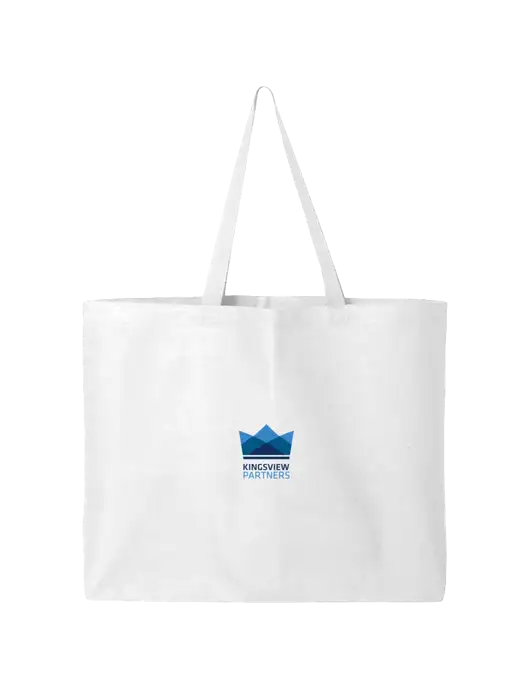 Sturdy Canvas White Tote w/Kingsview Partners Logo