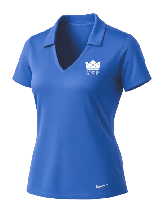 NIKE Light Royal Womens Dri-Fit Vertical Mesh Polo w/Kingsview Partners Logo