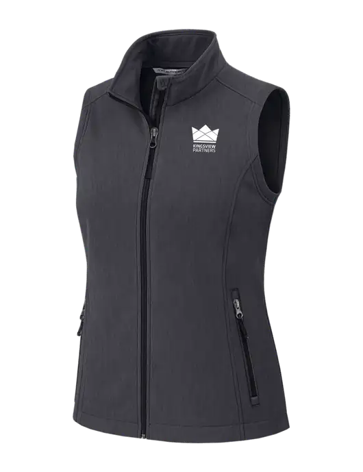 Charcoal Heather Womens Core Soft Shell Vest w/Kingsview Partners Logo