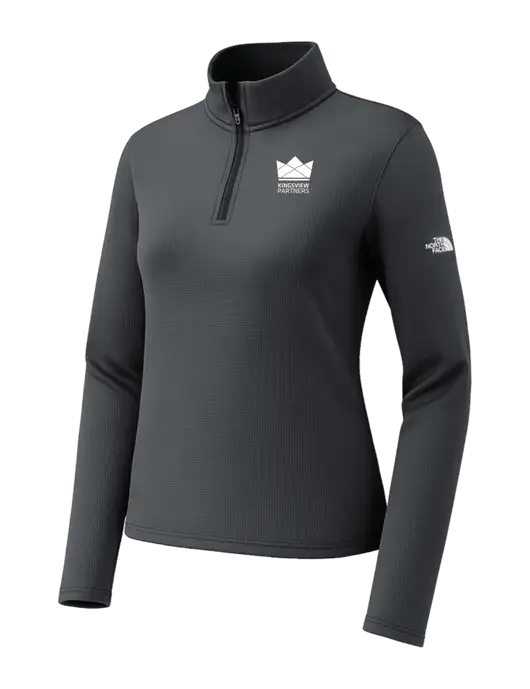 The North Face Womens Aim 1/4-Zip Charcoal Grey Fleece w/Kingsview Partners Logo