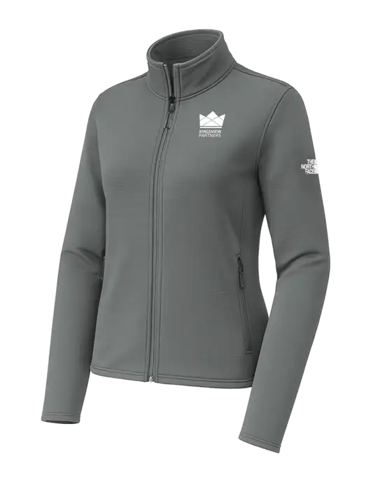 The North Face Womens Aim Full-Zip Dark Medium Grey Fleece Jacket w/Kingsview Partners Logo