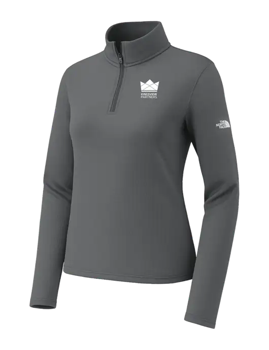 The North Face Womens Aim 1/4-Zip Dark Medium Grey Fleece w/Kingsview Partners Logo