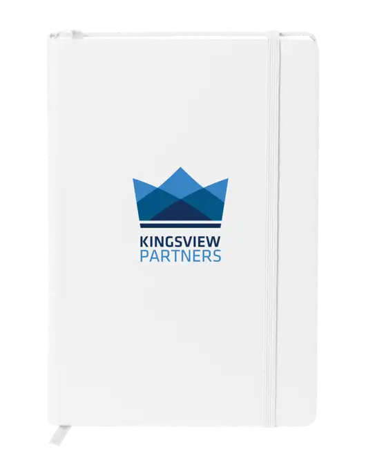 Neoskin White Hard Cover Journal 5.75 x 8.375
 w/Kingsview Partners Logo