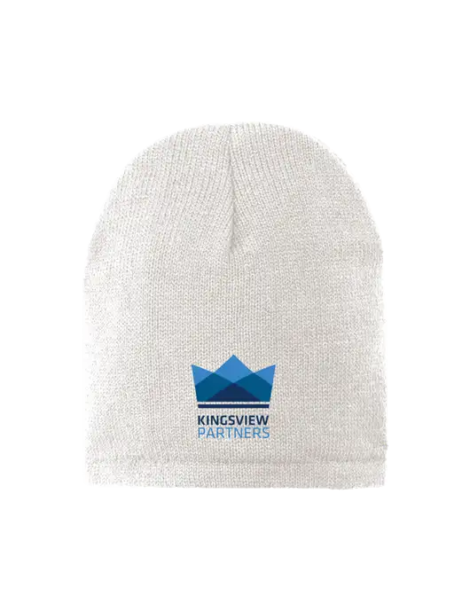 White Fleece-Lined Beanie Cap w/Kingsview Partners Logo