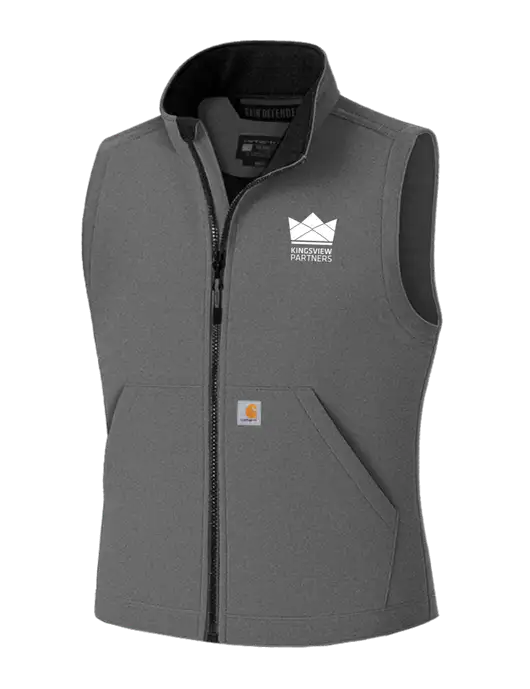 Carhartt Rain Defender Dark Medium Grey Soft Shell Vest w/Kingsview Partners Logo