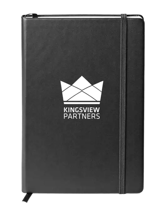 Neoskin Black Hard Cover Journal 5.75 x 8.375 w/Kingsview Partners Logo