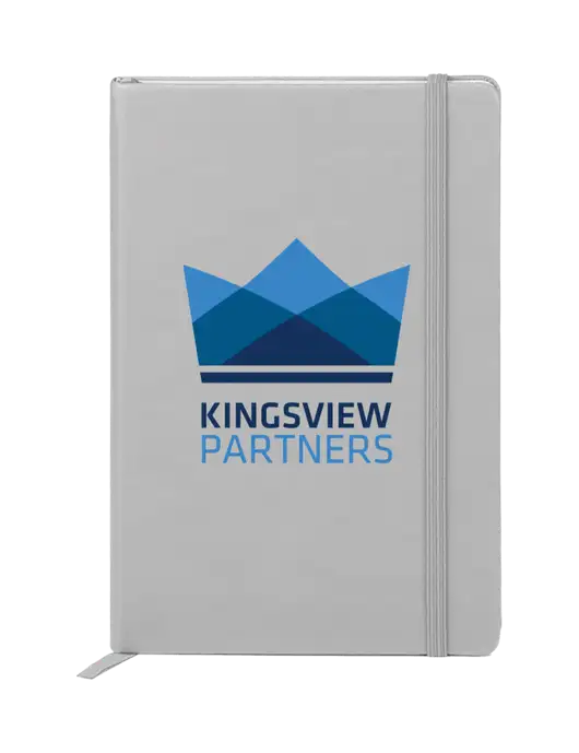 Neoskin Silver Hard Cover Junior Journal, 3.75 x 5.625 w/Kingsview Partners Logo