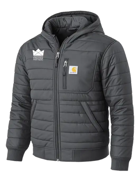 Carhartt Gilliam Insulated Dark Grey Hooded Jacket w/Kingsview Partners Logo