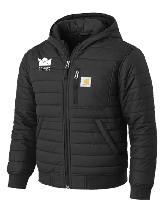 Carhartt Gilliam Insulated Black Hooded Jacket w/Kingsview Partners Logo