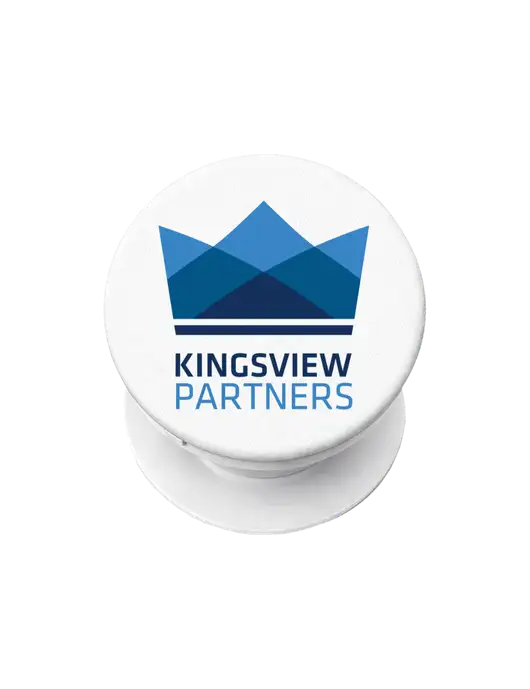 White PopPal Cell Phone Holder w/Kingsview Partners Logo