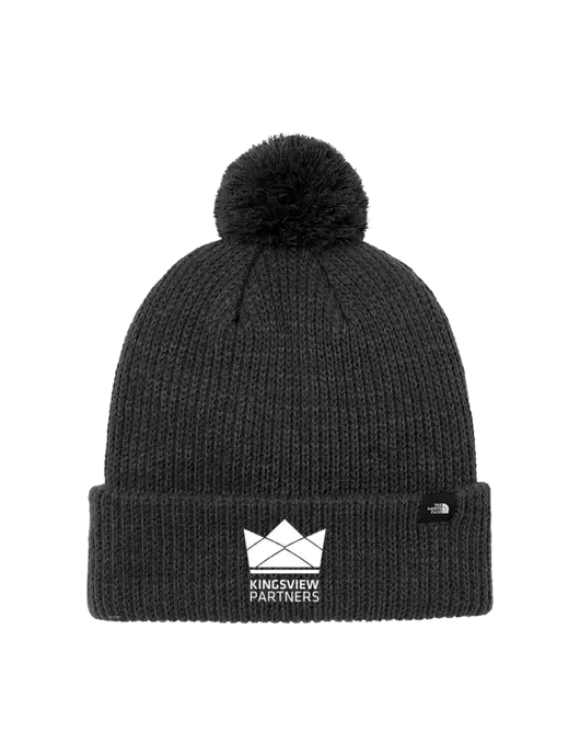 The North Face Black Heather Pom Beanie w/Kingsview Partners Logo