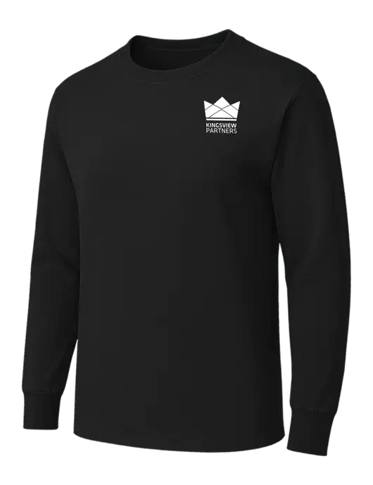 Black Heavyweight Long Sleeve 6.1 oz T-Shirt w/Kingsview Partners Logo